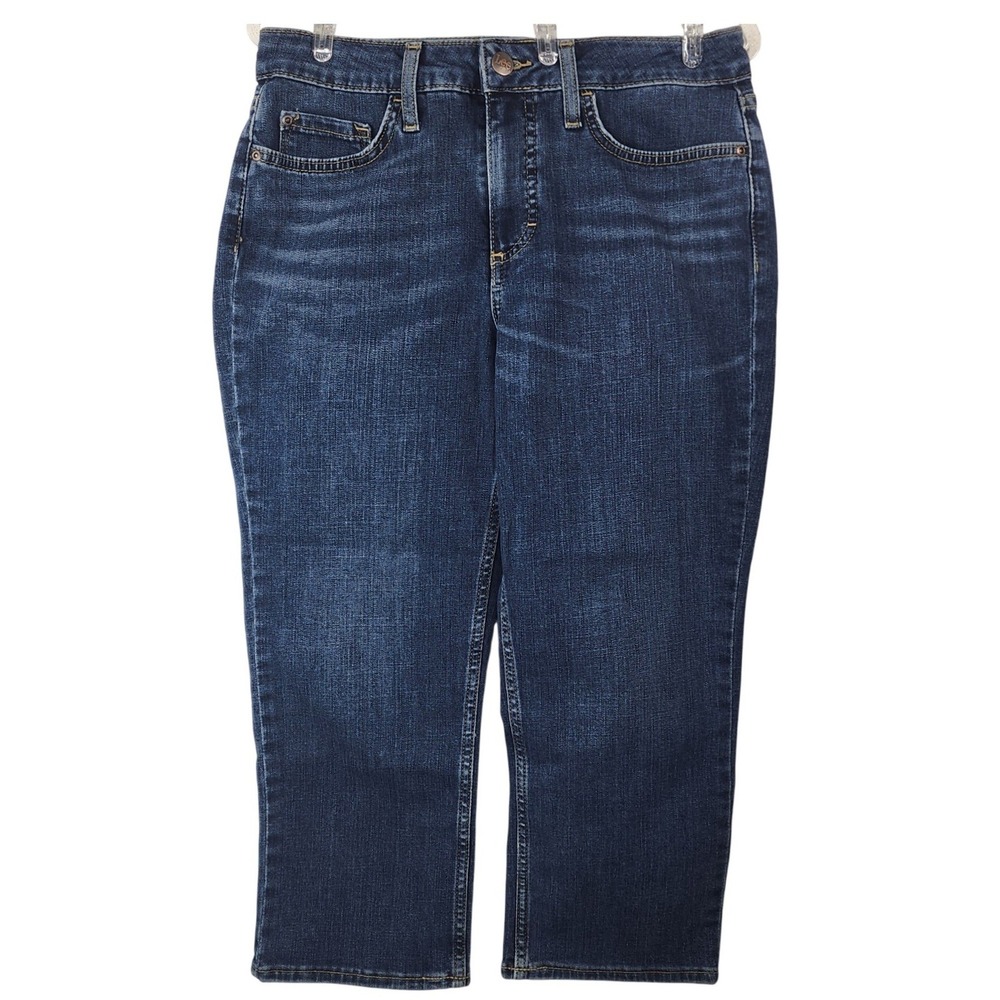 Lee Regular Fit Capri Mid Rise Dark Wash Blue Denim Size 8 Retro 90s Look Y2K‎